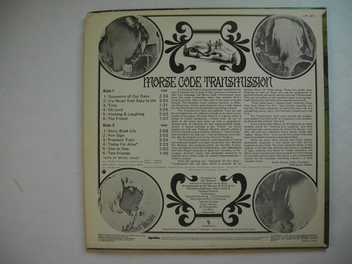 MORSE CODE TRANSMISSION Same s/t LP 1971 Canada EX - Imagen 2 de 7