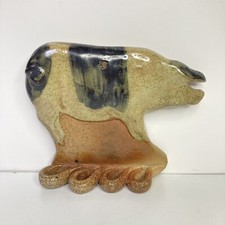 Monroe Salt Works Pig Toothbrush Holder Wall Hanging Salt Glazed Pottery Country