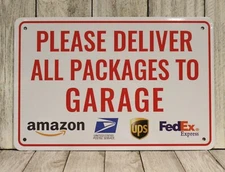 Do Not Knock Tin Metal Sign Please Deliver Leave Packages to Garage