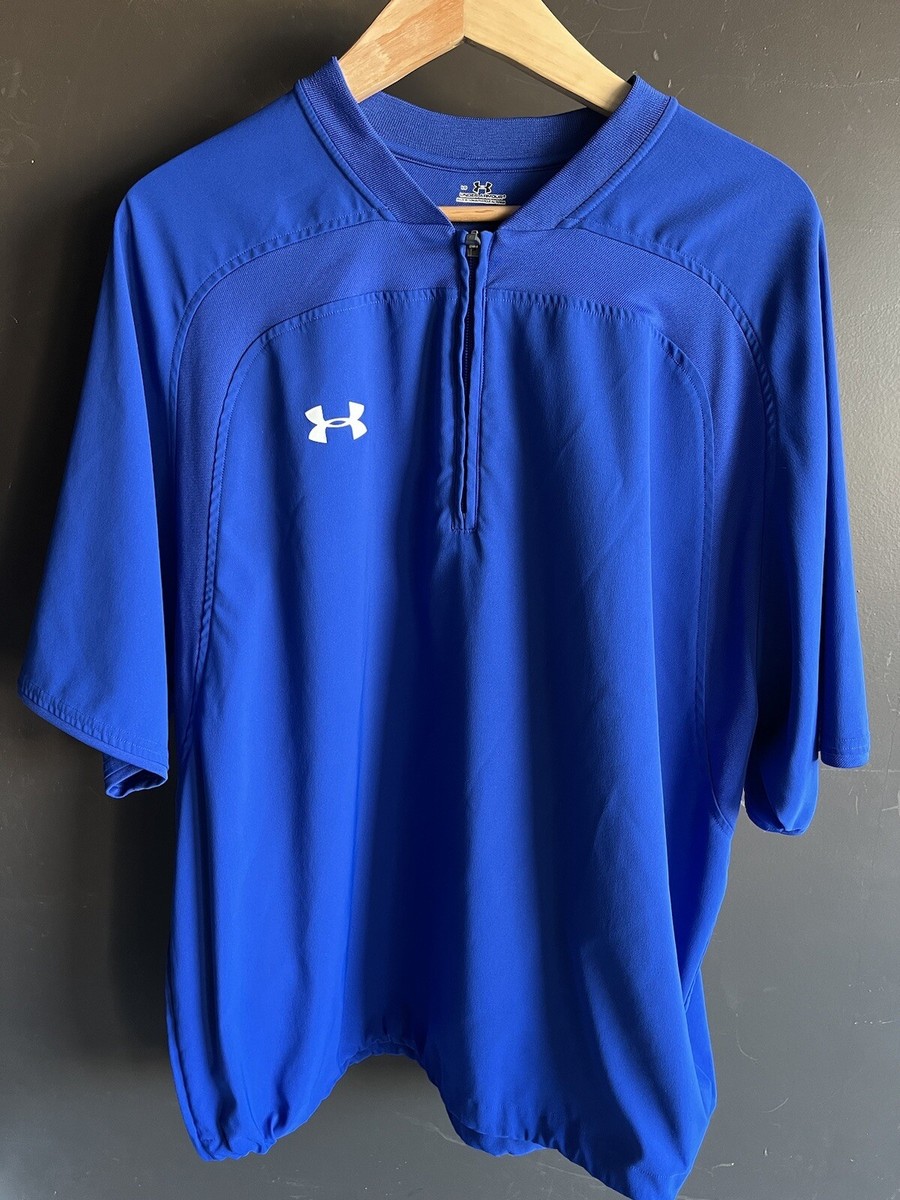 Under Armour Mens 1/4 Zip Pullover Baseball Wind Jacket Blue