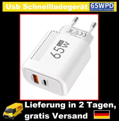 65W USB-C Ladegerät Schnellladung PD Quick Charge 3.0 Adapter iPhone 16 Samsung
