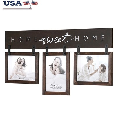 Wood Photo Frame Home Sweet Home Collage Holds 5x7 & 7x5 Pictures Decor New