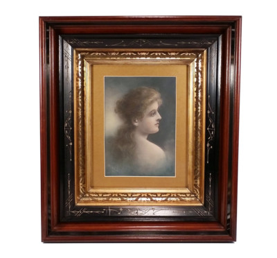 ANTIQUE CALIFORNIA PORTRAIT WOMAN PAINTING WLE KNOWLES AESTHETIC MOVEMENT FRAME
