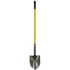 Shovel Round Point Heavy-Duty Steel Cushion Grip Classic Safe Fiberglass Handle