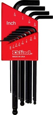Eklind 13212 Standard 12 PCS Ball Hex Key Set 0.05 to 5/16 Inch Long Tool