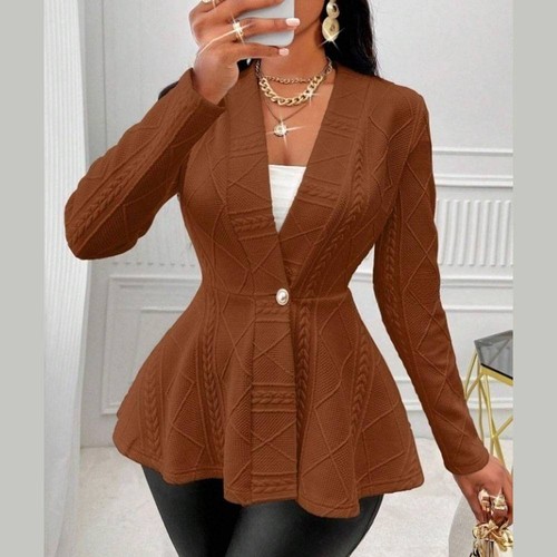 Casual Women's Outerwear Green Fruit Collar Jacquard Fabric Slight Elasticity - Picture 9 of 37