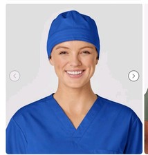 NWT WonderWink Scrubs WonderWORK Unisex Tie Back Scrub Cap, Royal Blue
