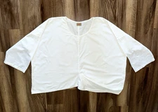 TULIP CLOTHING Size Medium Tunic Top Oversized Boxy Fit White Lagenlook Coastal