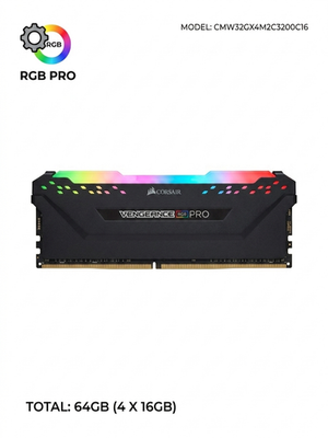 CORSAIR Vengeance RGB PRO DDR4 RAM 64GB (4x16GB) 3200MHz Desktop