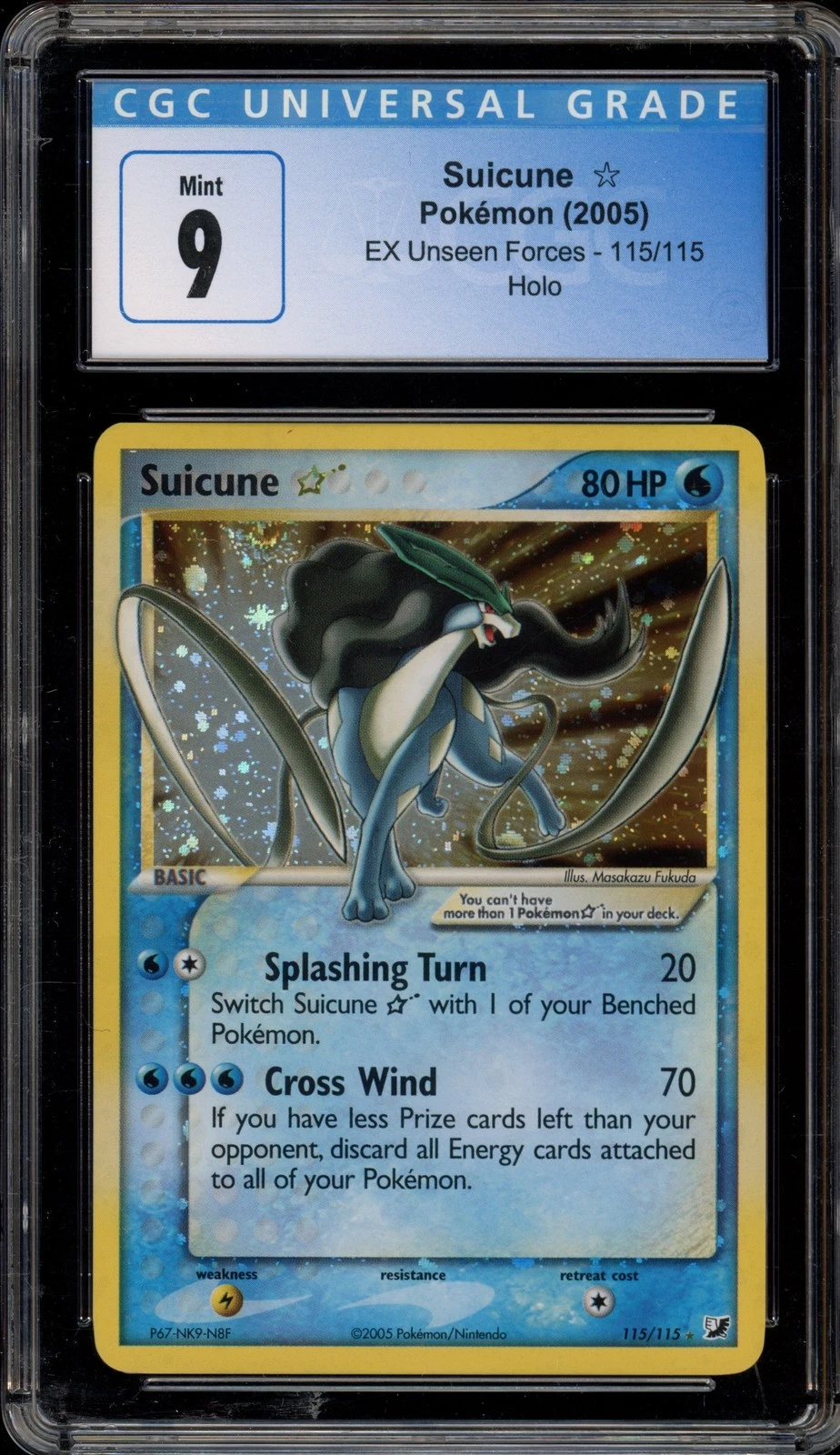 Pokemon Suicune Gold Star EX Unseen Forces Holo Ultra Rare #115 CGC 9 Mint