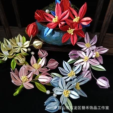 Multi Petal Peach Blossom Duckbill Clip Hair Accessories Hanfu Hairpin Headdress