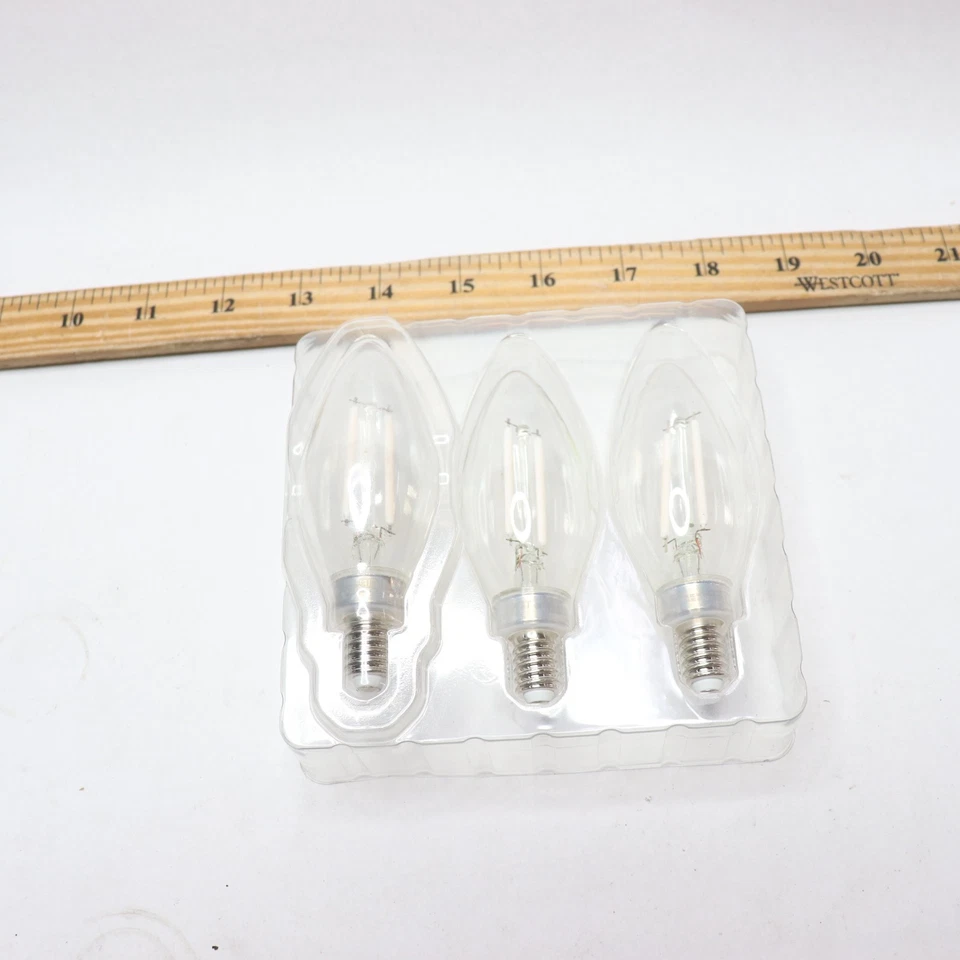 (3-Pk) Feit Electric B10 E12 Candelabra Dim Filament Chandelier LED Light Bulb - Image 3 of 4