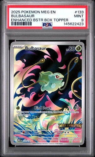 2025 POKEMON MEG EN-MEGA EVOLUTION ENHANCED BOOSTER BOX TOPPER BULBASAUR PSA 9
