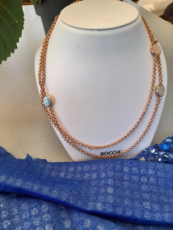 Lange Kette rose vergoldet synth. Steine, 90 cm lang Pierre Lang - Bild 2 von 3