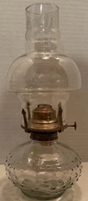 Farms Lamplight Dimpled Clear Glass Oil Lamp - EUC