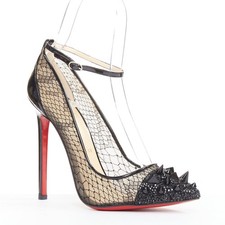 CHRISTIAN LOUBOUTIN Picks Co Potpourri 120 black lace spike strass pumps EU37.5