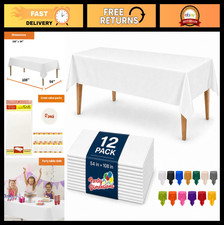 White Disposable Plastic Tablecloths for Rectangle Tables - 12 Pack, 54x108" - P
