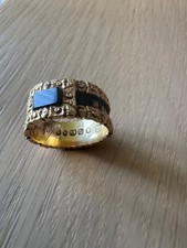 18ct solid gold Georgian Mourning Ring 1834 with Jet Stone 8.61grams
