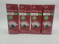 Incandescent Mini Light Set Clear 50 lights Green Wire Winter Wonder Lane 4 box