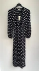 Somerset Alice Temperley Jumpsuit Wrap Black Spotty Wide Crop Leg 14 - BNWT £99