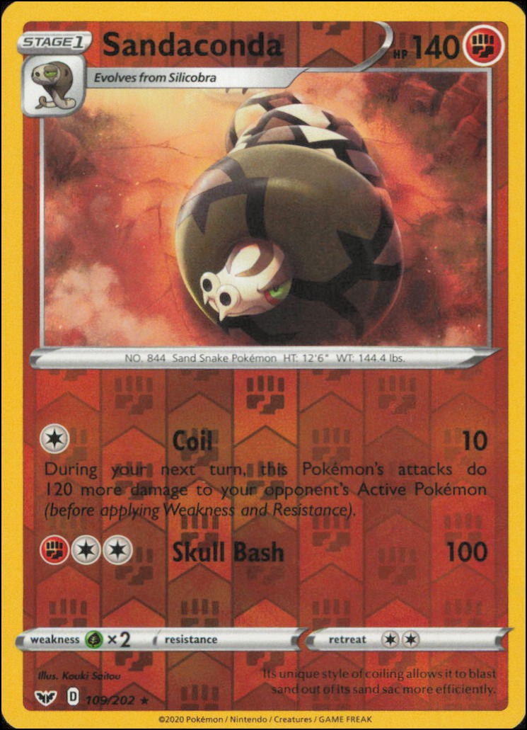 Pokemon - Sandaconda (109) #109/202 - SWSH01: Sword & Shield Reverse Holo