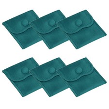 6 Pcs 3x3 Inch Velvet Jewelry Pouches Gift Bags with Snap Button Dark Green