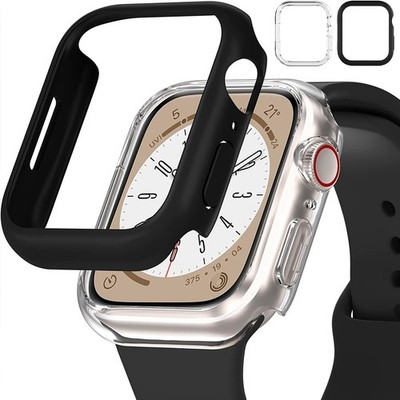 For Apple Watch 8 /7 (41mm) PC Clear Screen Protector Full Coverage Frame Black
