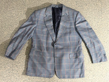 Vintage Burberrys Blazer Men's 40S Pure Wool Houndstooth Windowpane Blue Germany