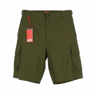 Diesel P-Argym Bermudas De Algodón Caqui Verde Talla W37 Con Cremallera - Imagen 1 de 4