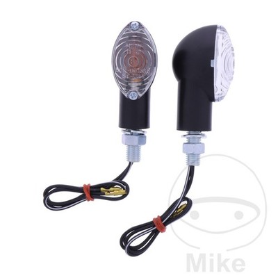 Miniblinker Paar JMP CATEYE schwarz kurz Klarglas E-Prüfzeichen 12V 21W