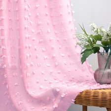 Light Pink Curtains for Girls Room, Nursery Curtains Girl, Baby Pink Pom Pom She