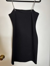 H&M Women's Black Rhinestone Strap Mini Bodycon Knit Dress Size M