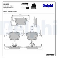 Delphi Bremsbelagsatz Scheibenbremse LP1835 FüR XC90 Volvo 275 1 VAN AWD