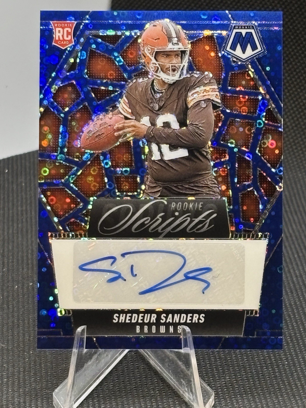 2025 Mosaic No Huddle Blue Shedeur Sanders Rookie Scripts Autograph Browns QB