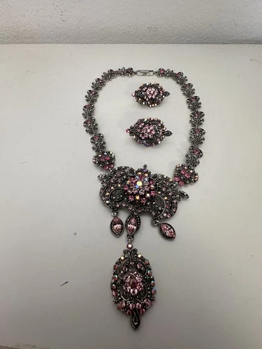 1950s Vintage Necklace and Earrings Costume Jewelry