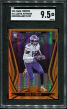 2020 Justin Jefferson Rookie Card Certified Mirror Orange /199 #116 SGC 9.5. rookie card picture