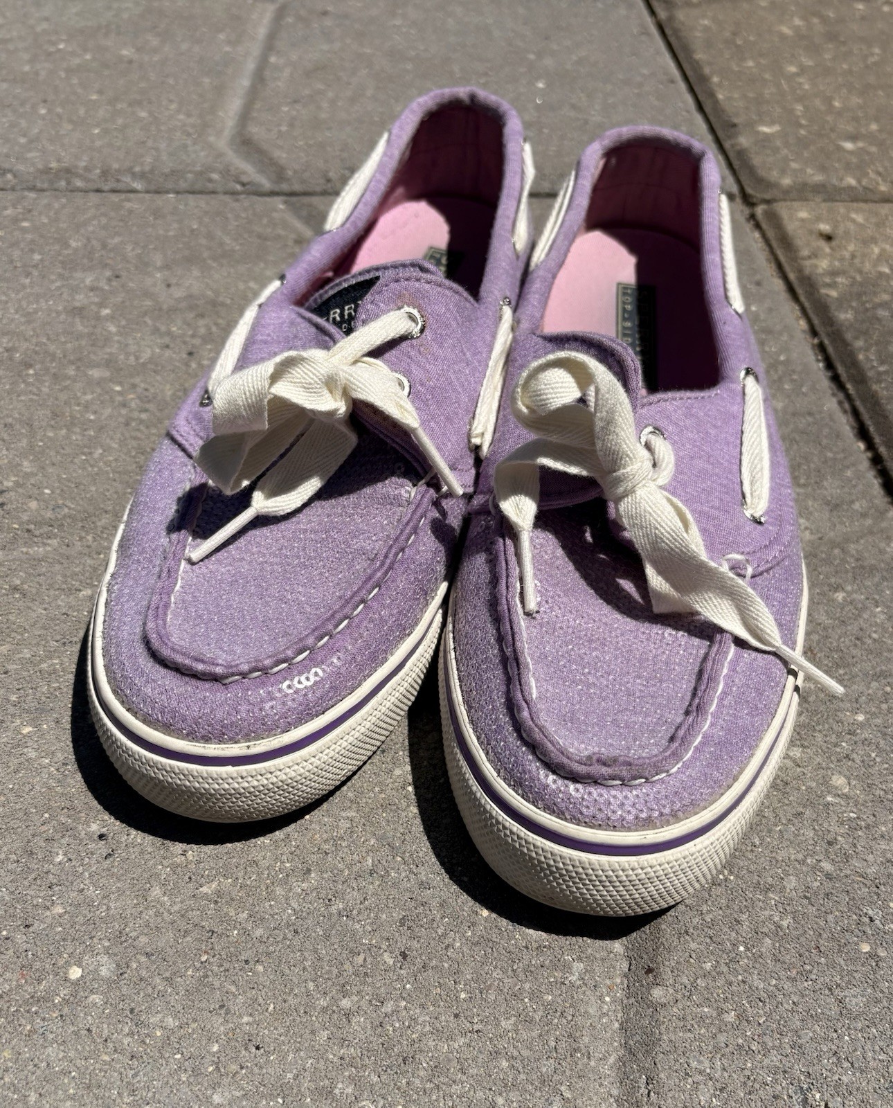 Sperry Top-Sider Women’s 8M Lavender Sequin Boat Shoes Lace-Up Casual Sneakers