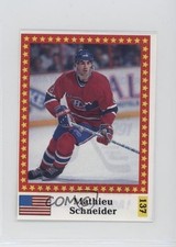 1991 Semic Hockey World Championship Stickers Mathieu Schneider #137 02ro