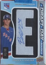 Braden Schneider 2022-23 SP Game Used Draft Day Marks Letter 