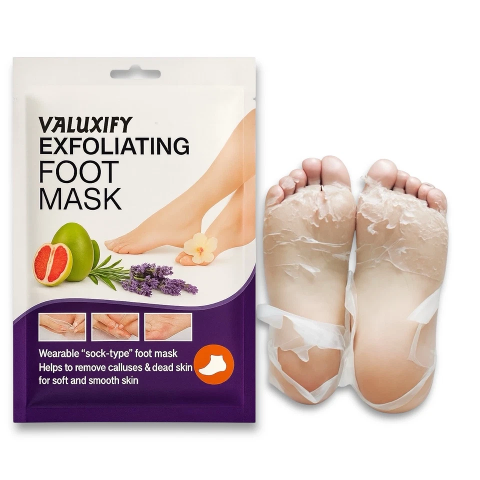 Exfoliating Foot Mask Pack of 12 | Lavender Scent | Soft Smooth Feet Peel Socks - Image 3 of 4