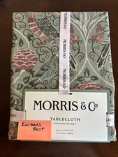 MORRIS & Co Seasons By May Green Floral Birds 60 x 84 Cotton Tablecloth New