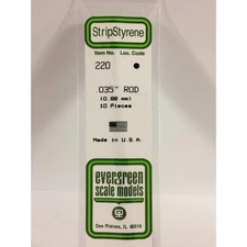 Evergreen 220 Styrene Plastic Rod 0.035" x 14" (10)