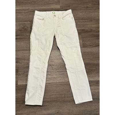 G by Giuliana Skinny Crop White Paneled Patchwork Jeans Size 27 RN 135076