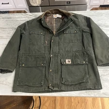Vintage Carhartt Barn Coat Large Green Blanket Lined FullZip Chore Jacket PB1366