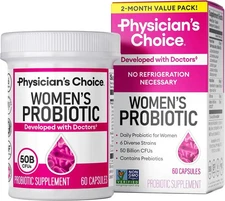 1-3pack Physician's Choice Women's Probiotic - 50 Billion CFU -Organic Prebiotic
