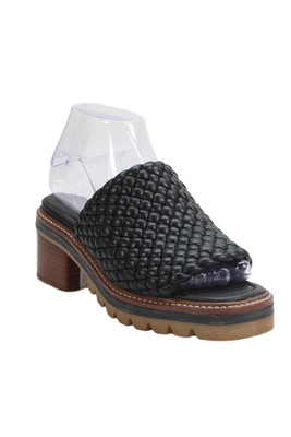 Bernando Womens Sylvie Woven Open-Toe Slip-On Heeled Sandals Black Size 6