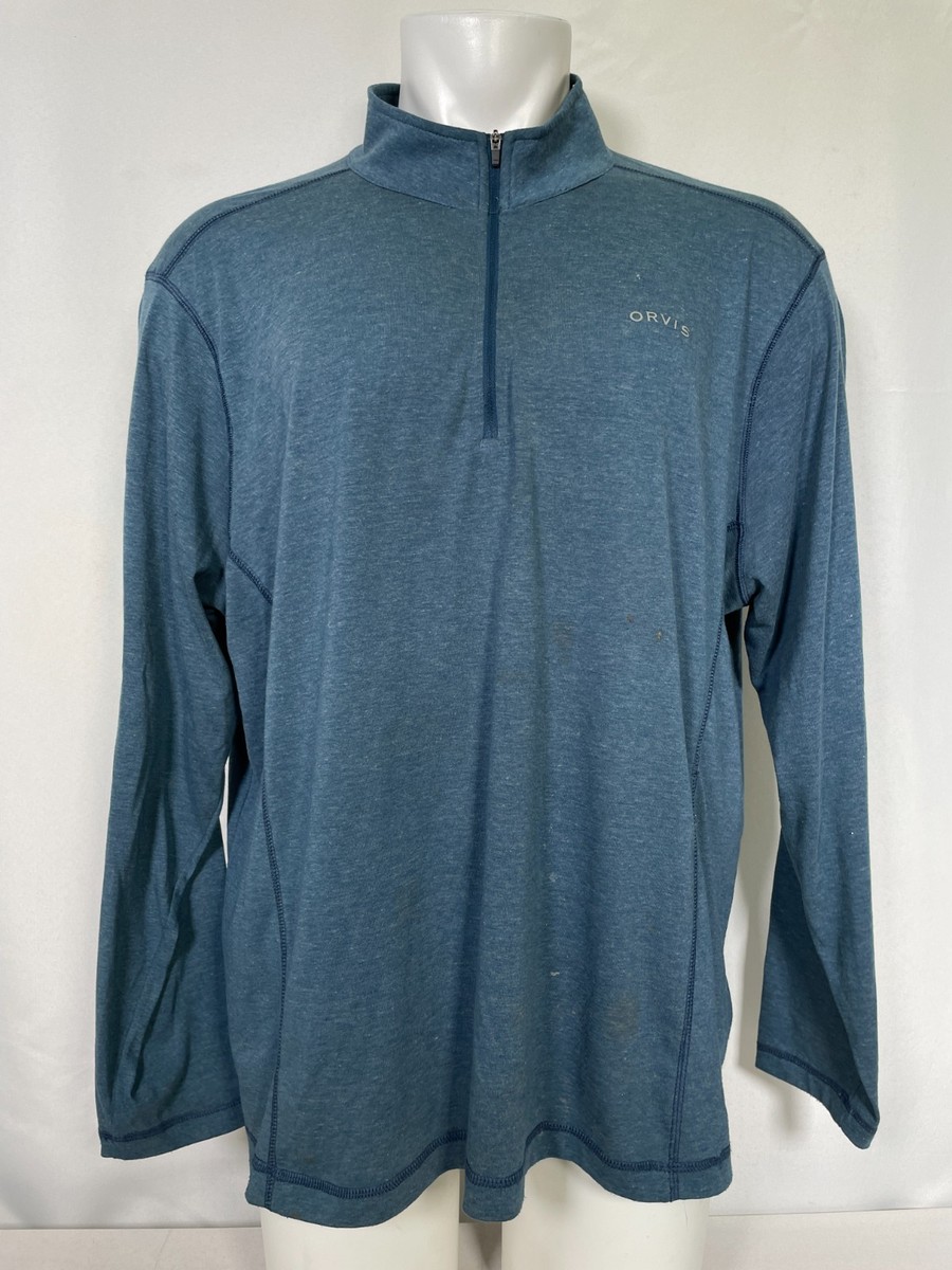 Orvis Sandy Point Long Sleeve Blue Performance 1/4 Zip Sweatshirt Men's XXL