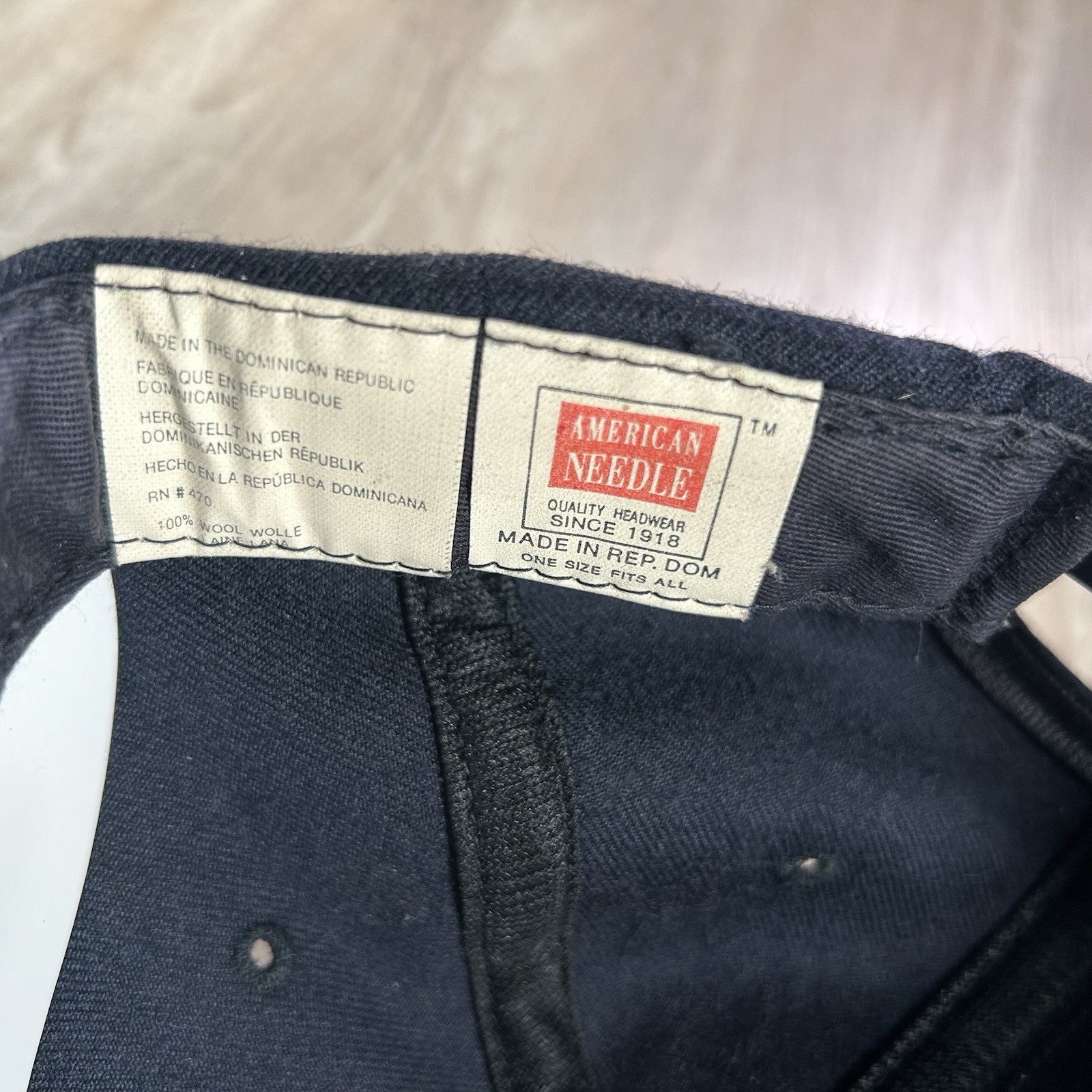 VTG American Needle New York Yankees Snapback Hat MLB Blue Patent 100% Wool Cap