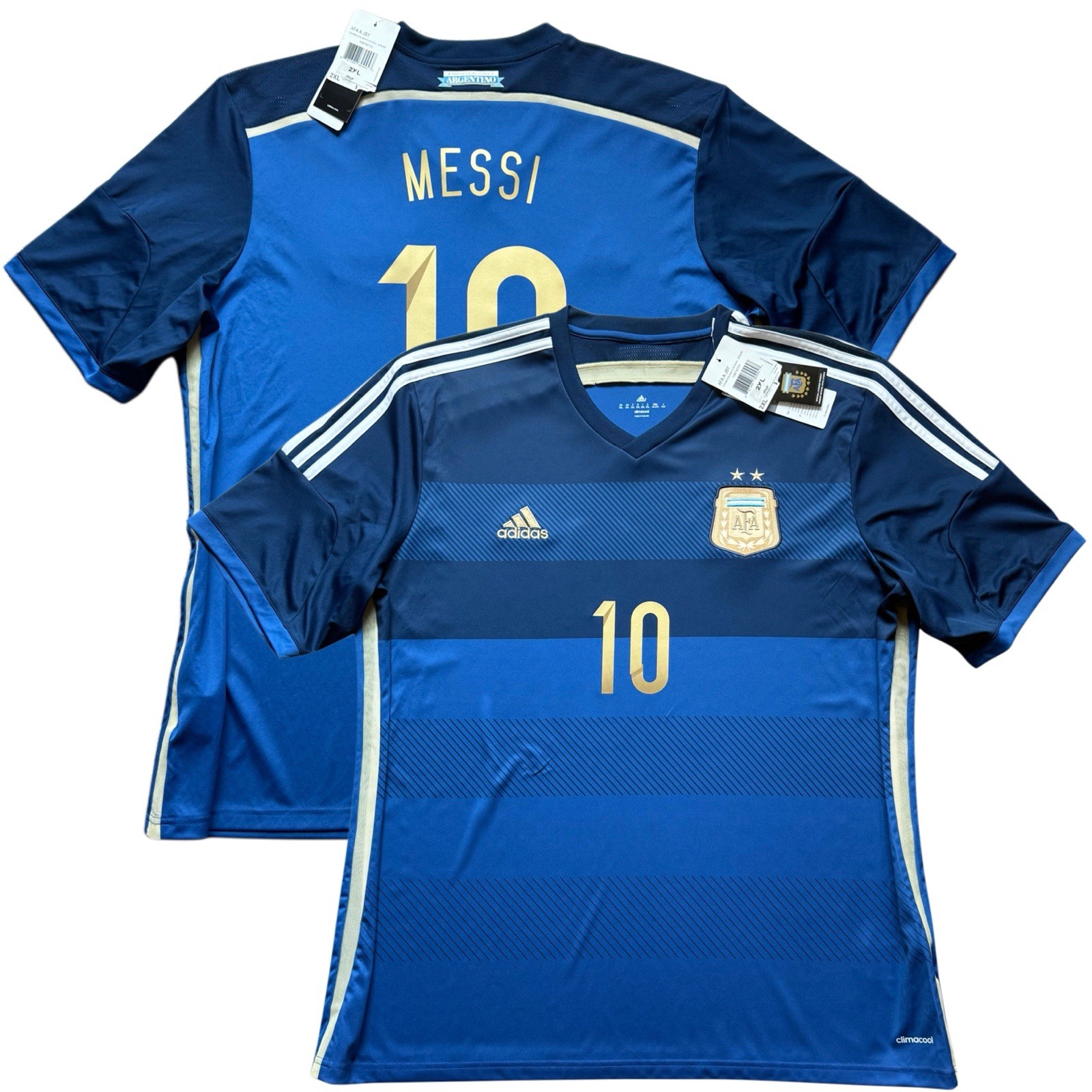 2014 Argentina Away Jersey #10 Messi 2XL adidas Soccer World Cup Final Kit