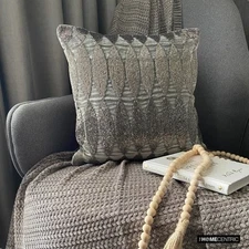 Gray Velvet Geometric Throw Pillow Cover Cushion Cover - Velvet Bedecked